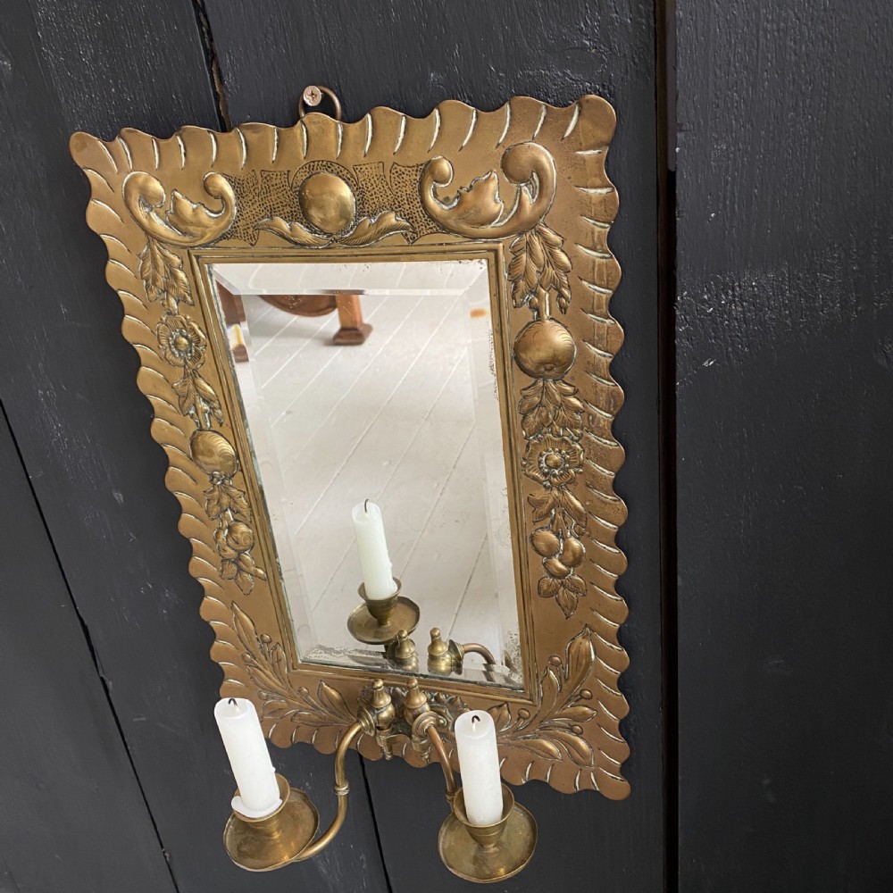 Pair of Arts & Crafts Brass Mirrored Wall Sconce View X