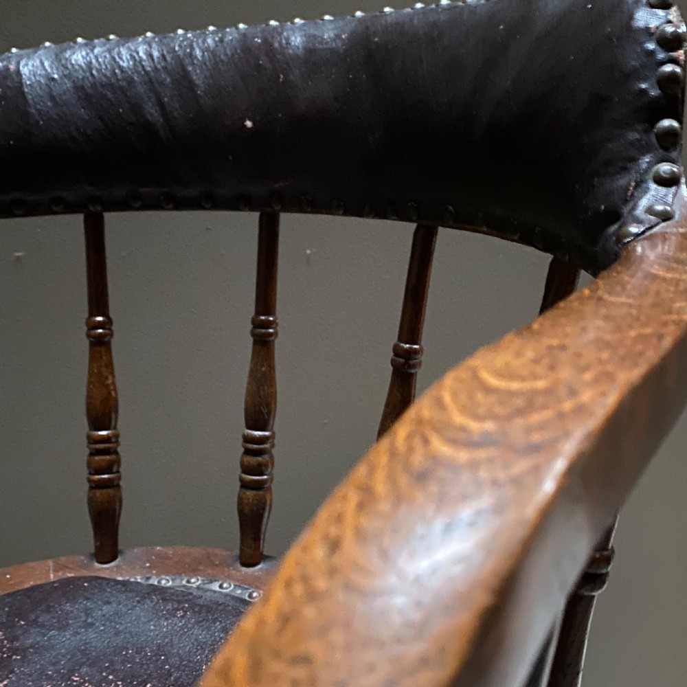 Antique Oak Reclining Desk Chair View III