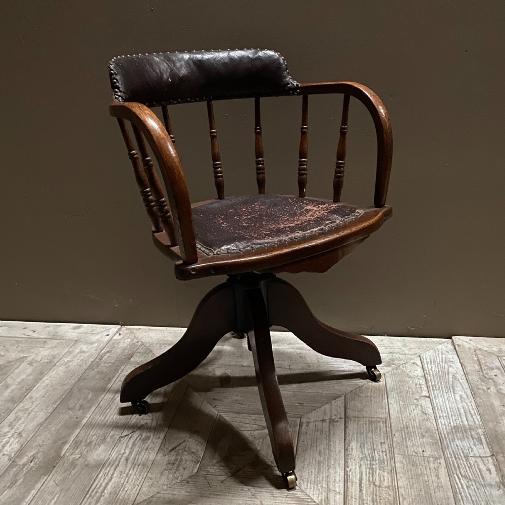 Antique Oak Reclining Desk Chair View IV