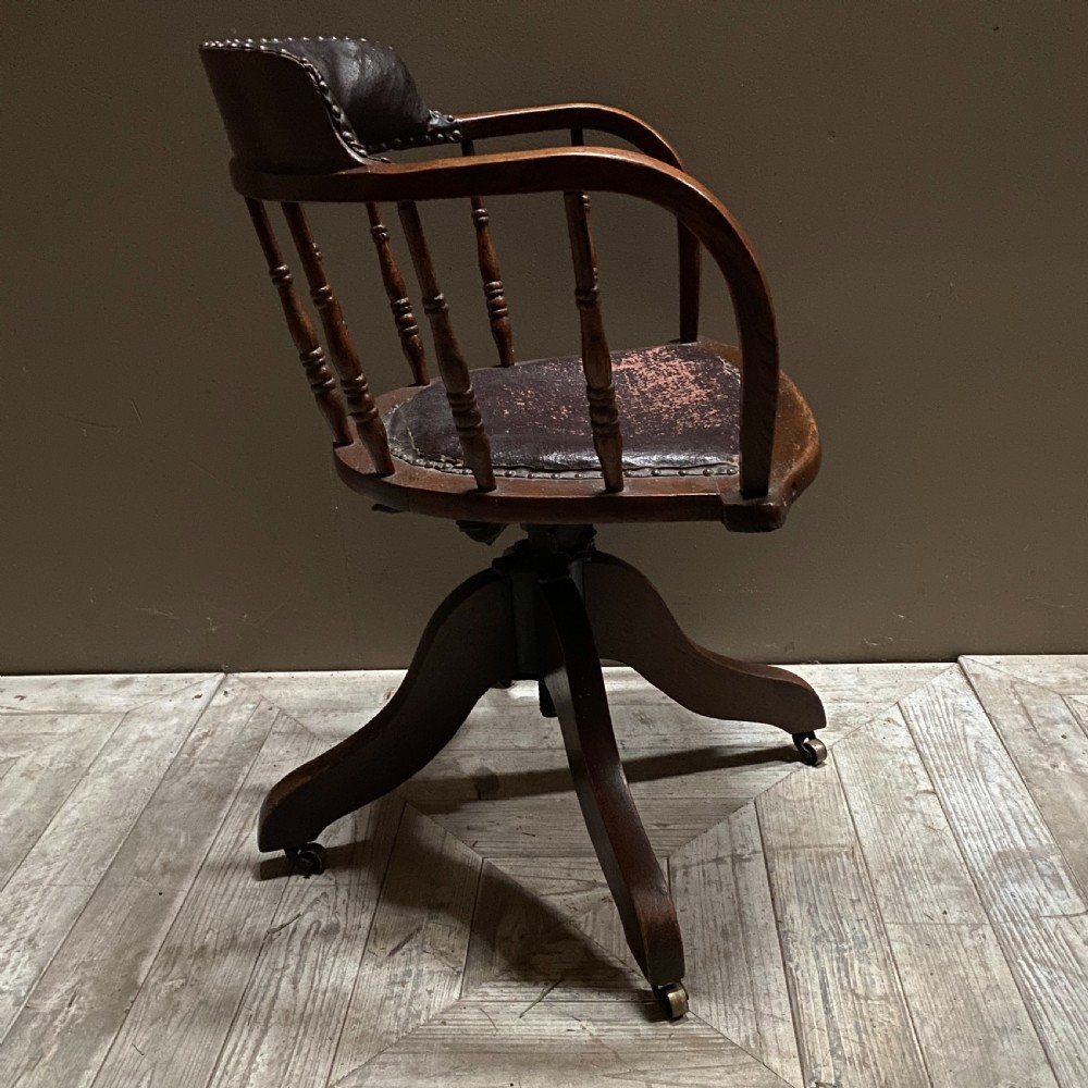 Antique Oak Reclining Desk Chair View V