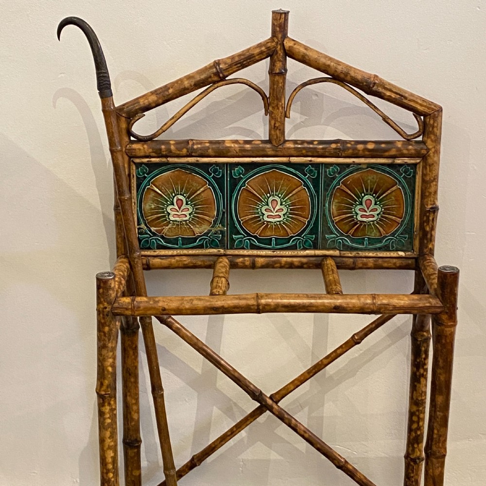 Bamboo Umbrella Stand with inset Minton Tiles View II