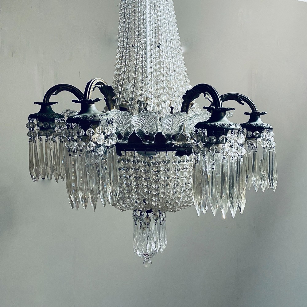 Crystal Six Branch Chandelier View II