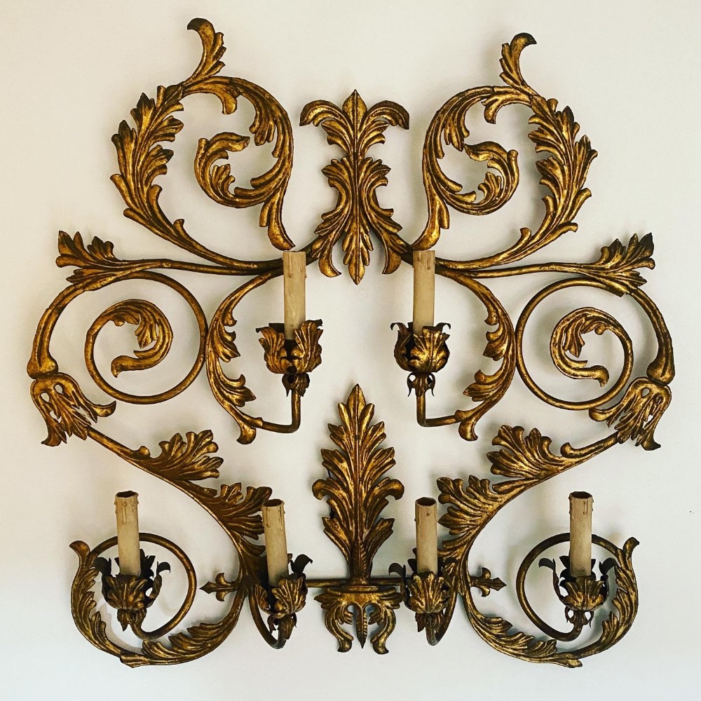 Large Scale Six Candle Toleware Wall Sconce