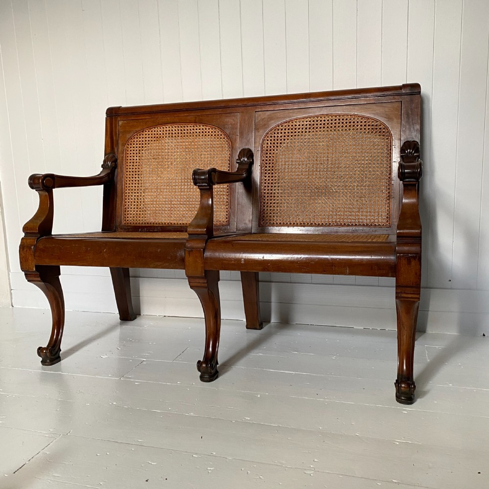 19th Century Colonial Mahogany and Cane Hall Seat View III