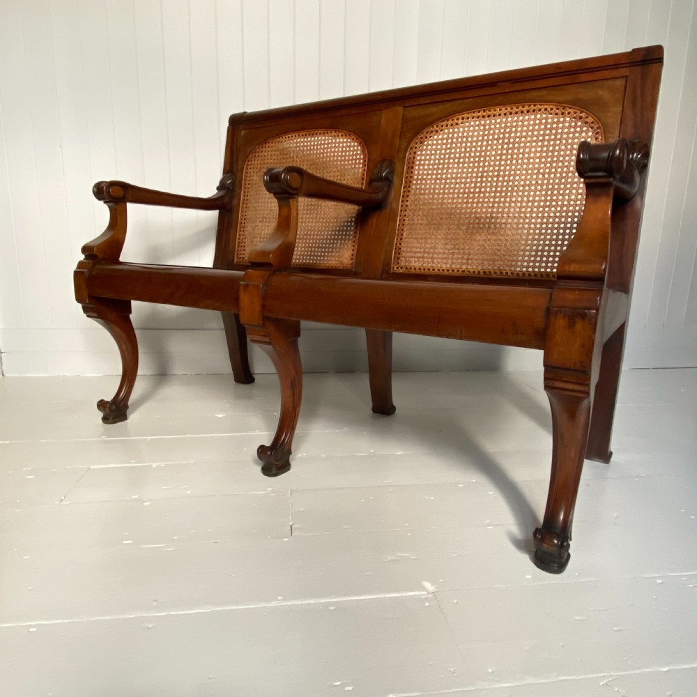 19th Century Colonial Mahogany and Cane Hall Seat View V