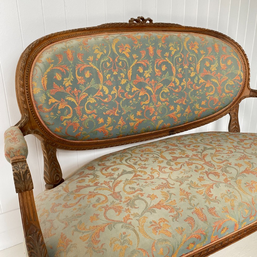 Antique French Carved Frame Salon Sofa View III