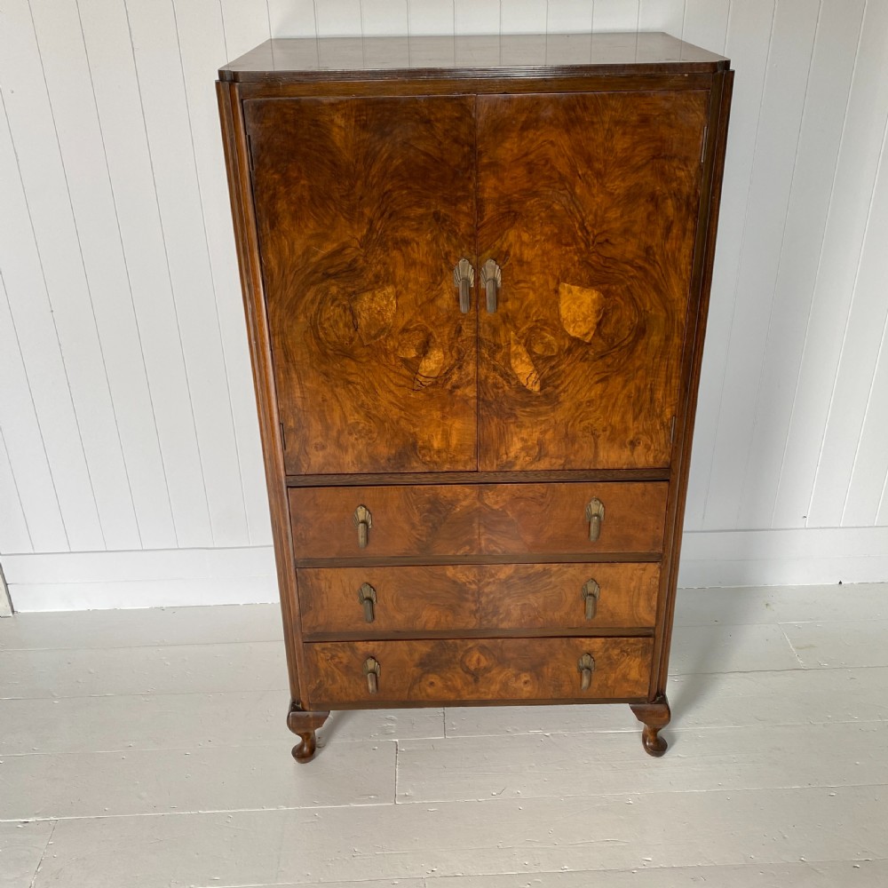 Art Deco Figured Walnut Compactum Linen Press View II