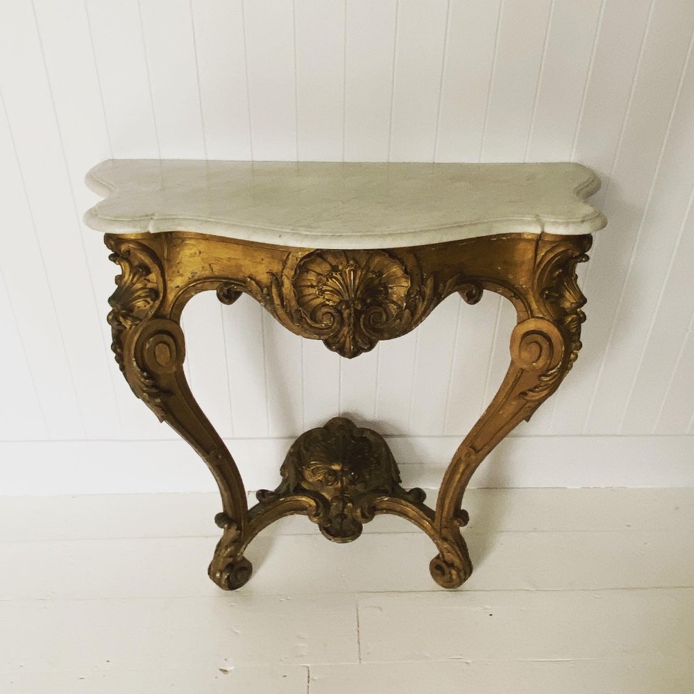 Antique Giltwood & Marble Console Table