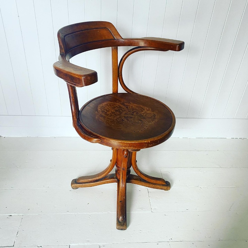 Early C20th Bentwood Swivel Desk Chair by J Kohn