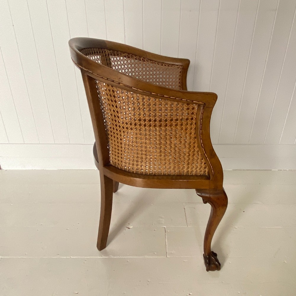 Walnut & Cane Tub Chair Circa 1920 View VI