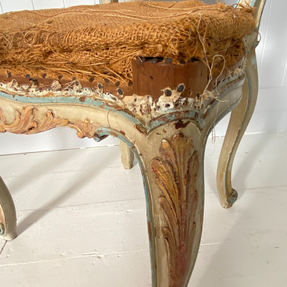 Pair of Antique French Painted Tapestry Chairs View V