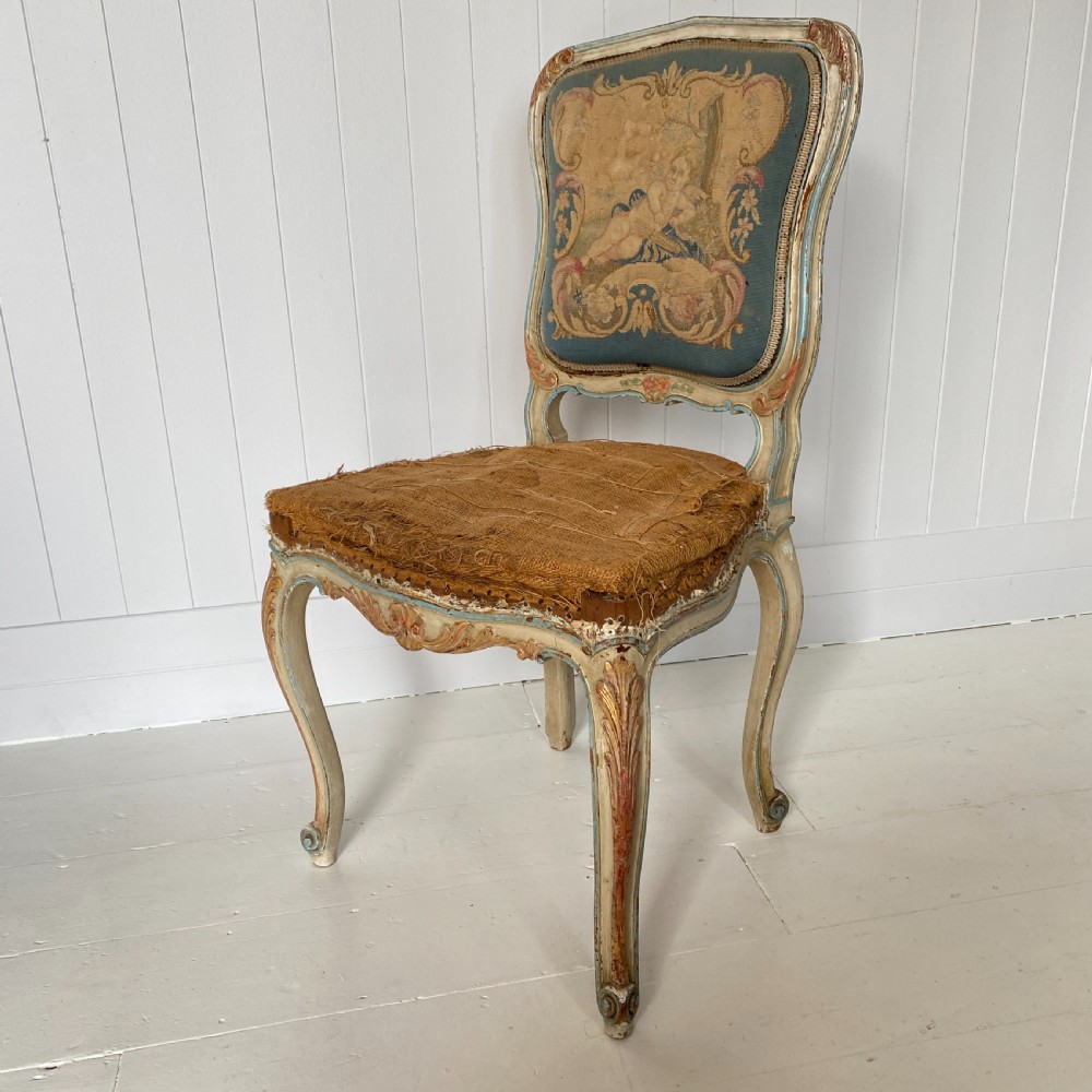 Pair of Antique French Painted Tapestry Chairs View VII