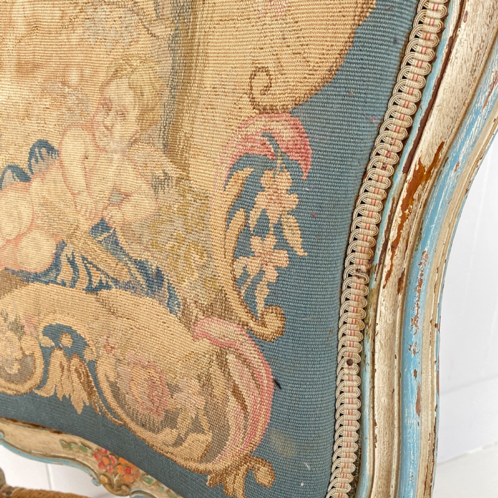 Pair of Antique French Painted Tapestry Chairs View VIII