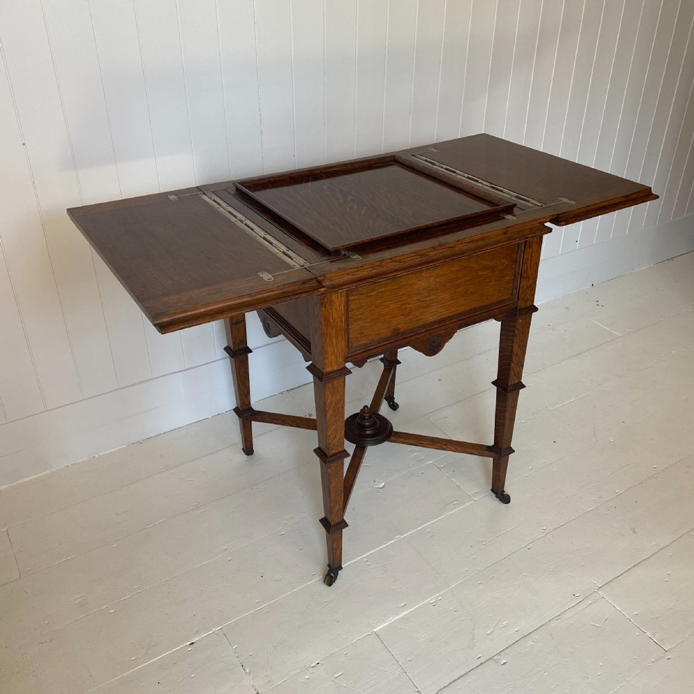 Late Victorian Patented Oak Games Table View II