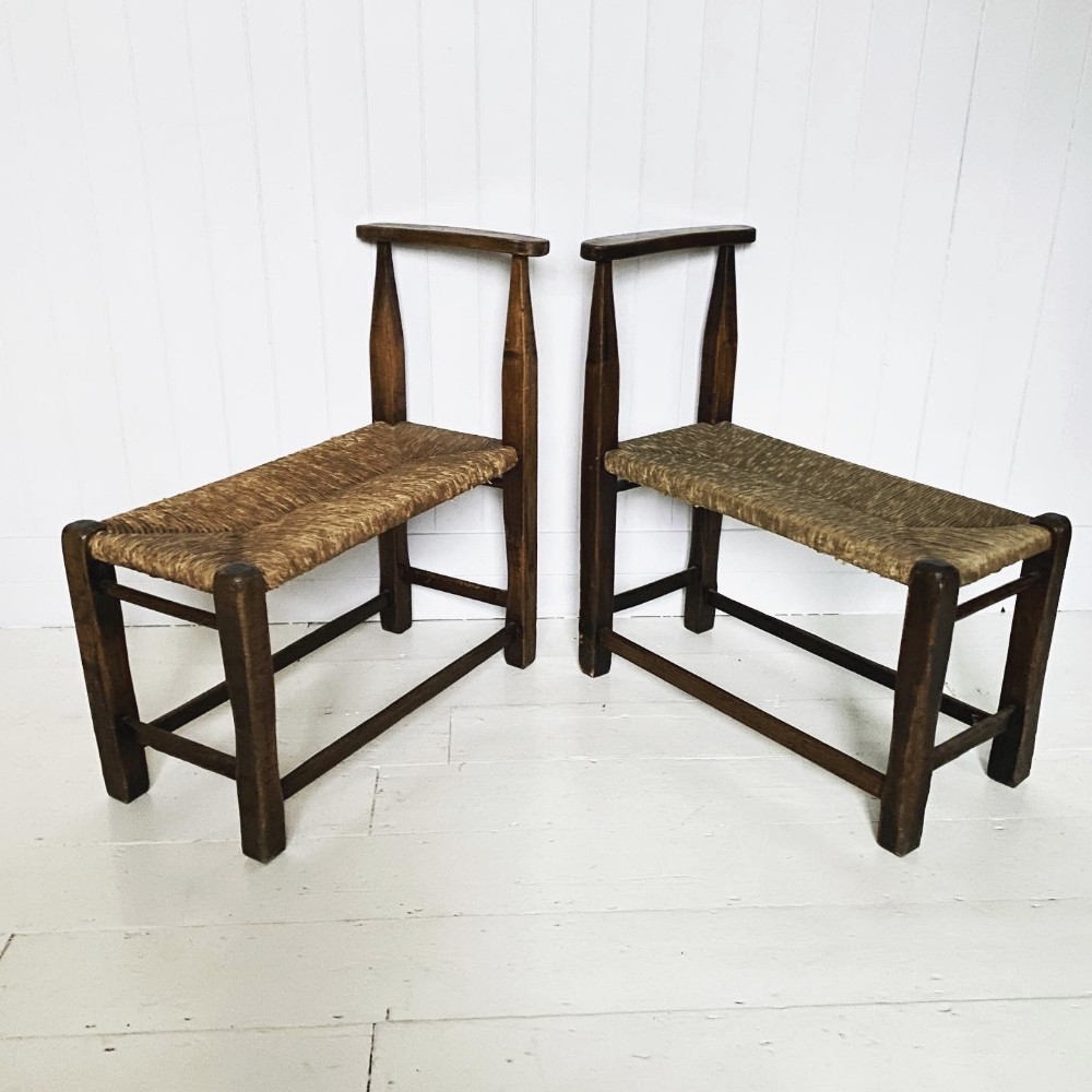 An Unusual Pair of Provincial Rush Seat Stools