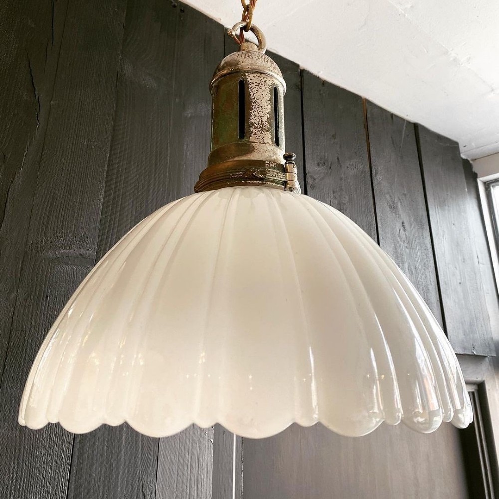 Vintage Jefferson Moonstone Pendant Lights 