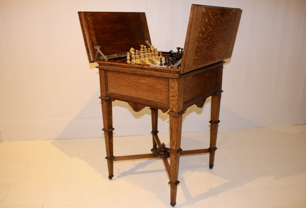 Late Victorian Patented Oak Games Table