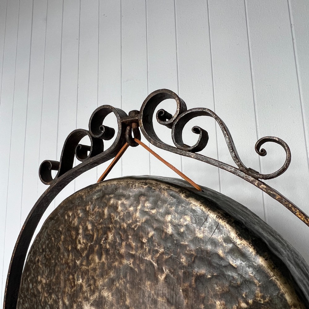 Antique Wrought Iron and Bronze Dinner Gong View VI