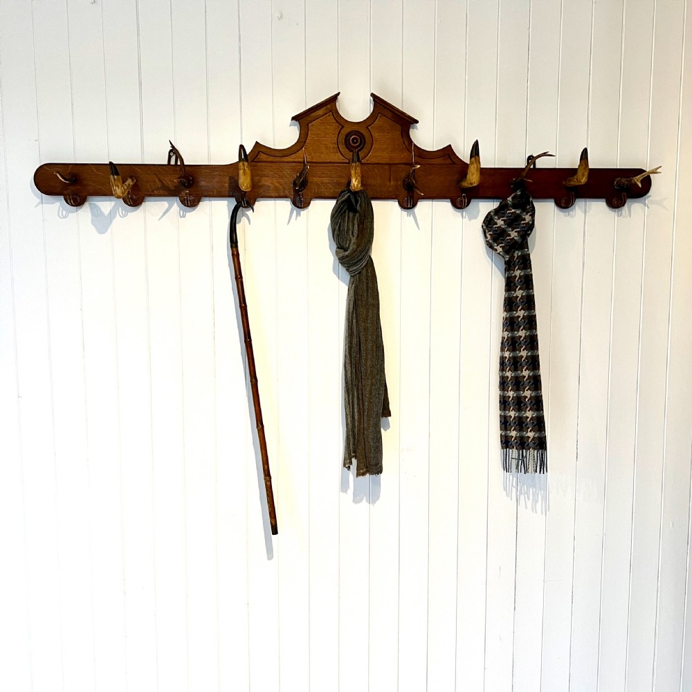 Large Black Forest Oak Coat & Hat Rack