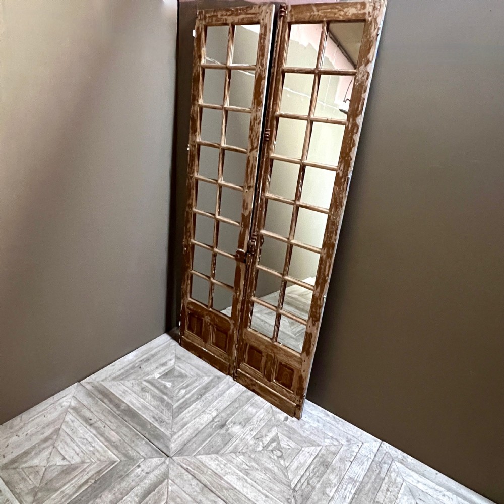 A Large Pair Of Reclaimed French Vintage Door Mirrors