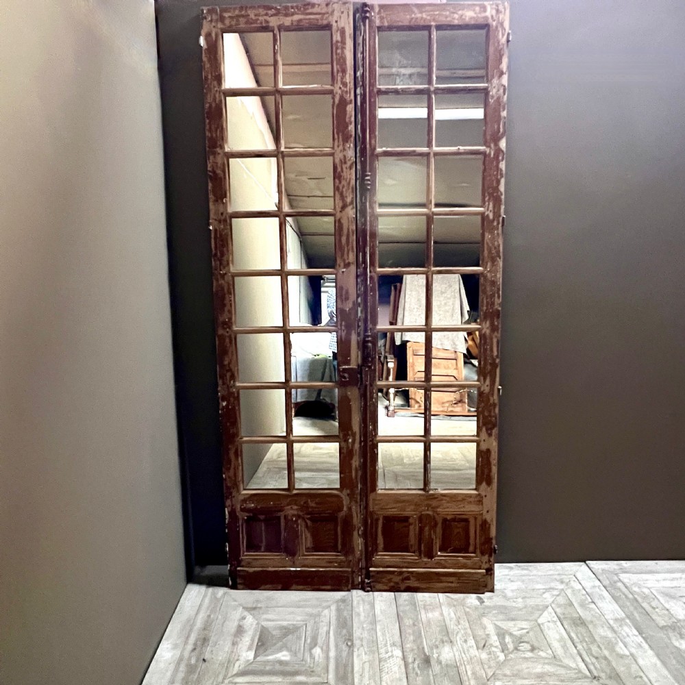 A Large Pair Of Reclaimed French Vintage Door Mirrors View III