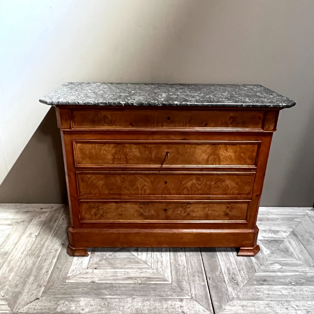 A C19th French Walnut and Marble Commode View II