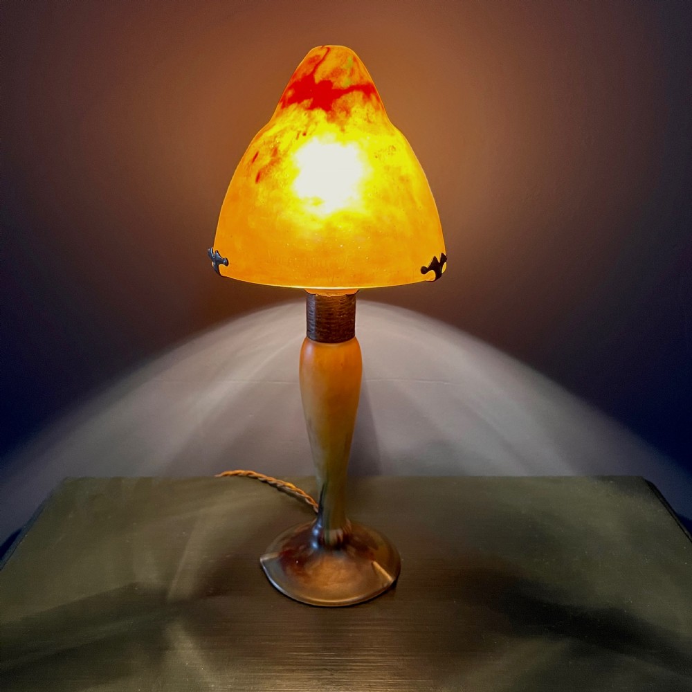 Art Deco Glass Mushroom Lamp by Daum Nancy  View III