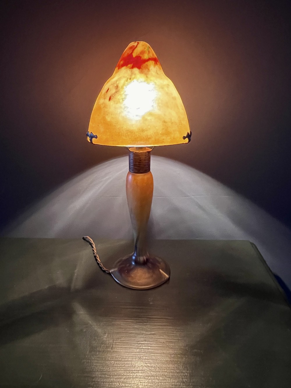 Art Deco Glass Mushroom Lamp by Daum Nancy  View IV