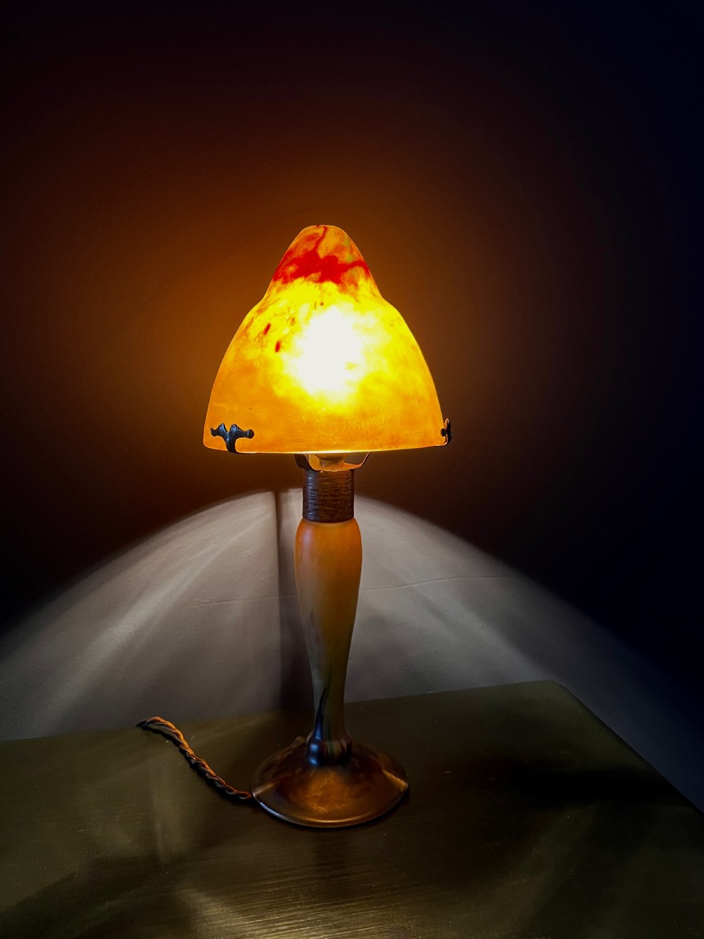 Art Deco Glass Mushroom Lamp by Daum Nancy  View VI