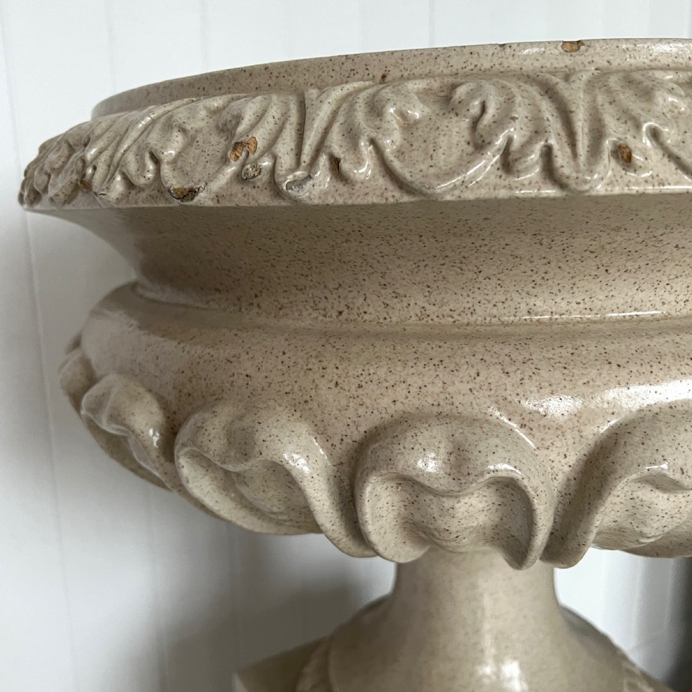 Pair of LEFCO Salt Glazed Garden Urn Planters View V