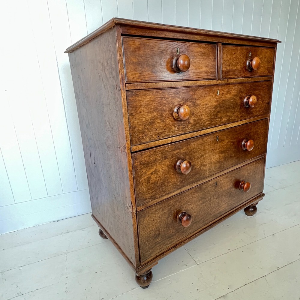 Antique Oak and Elm Chest of Drawers View IV