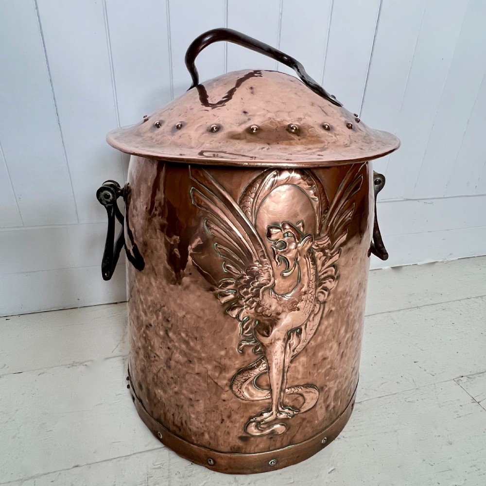 Arts & Crafts Copper Coal, Log or Kindling Bucket View V