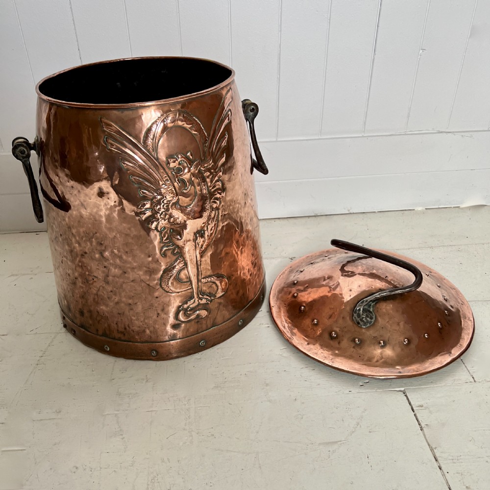 Arts & Crafts Copper Coal, Log or Kindling Bucket View VI