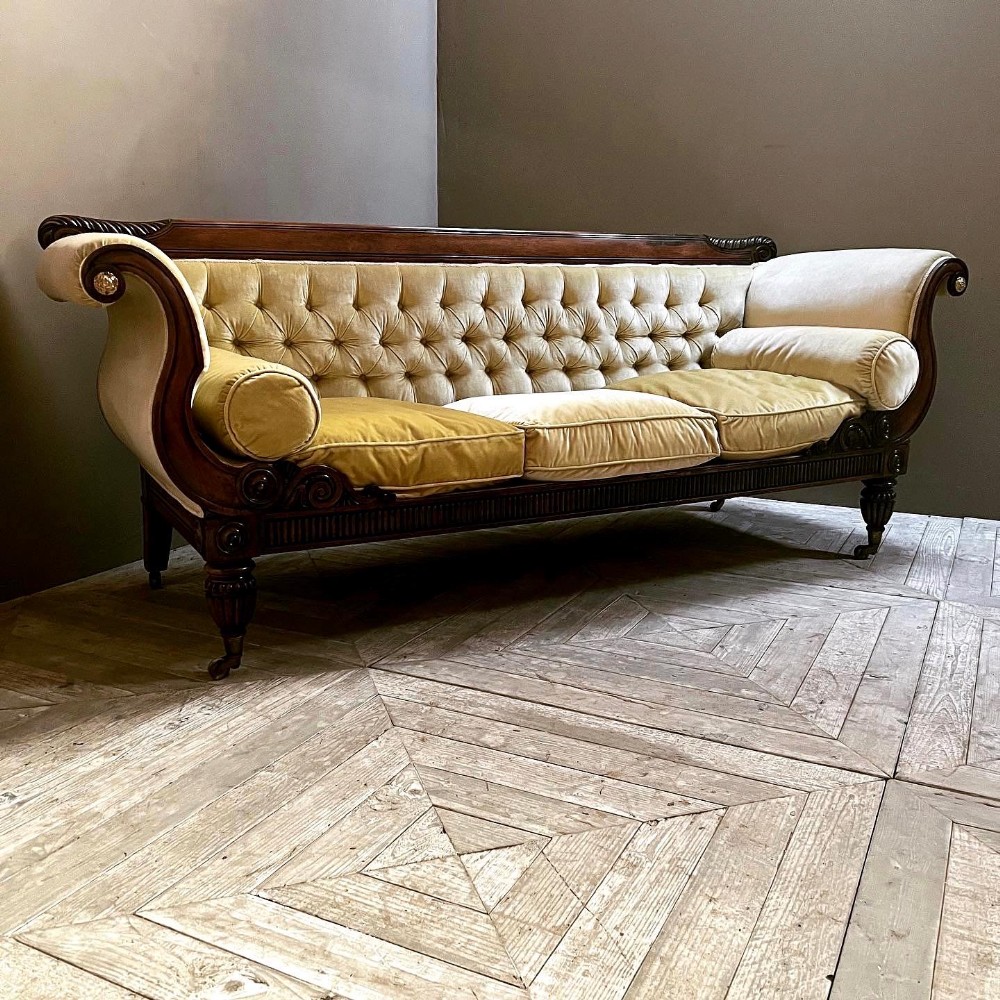 Grand Scale Regency Rosewood Scroll End Sofa