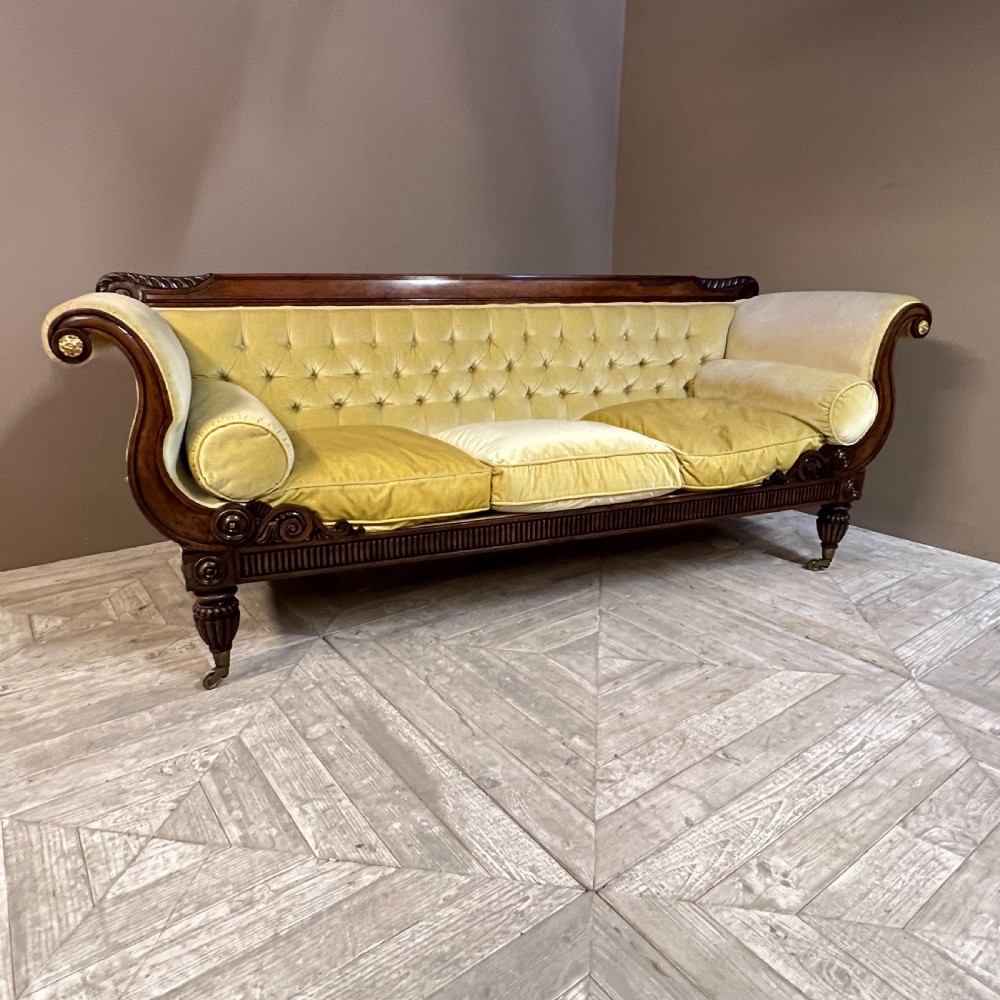 Grand Scale Regency Rosewood Scroll End Sofa View VI