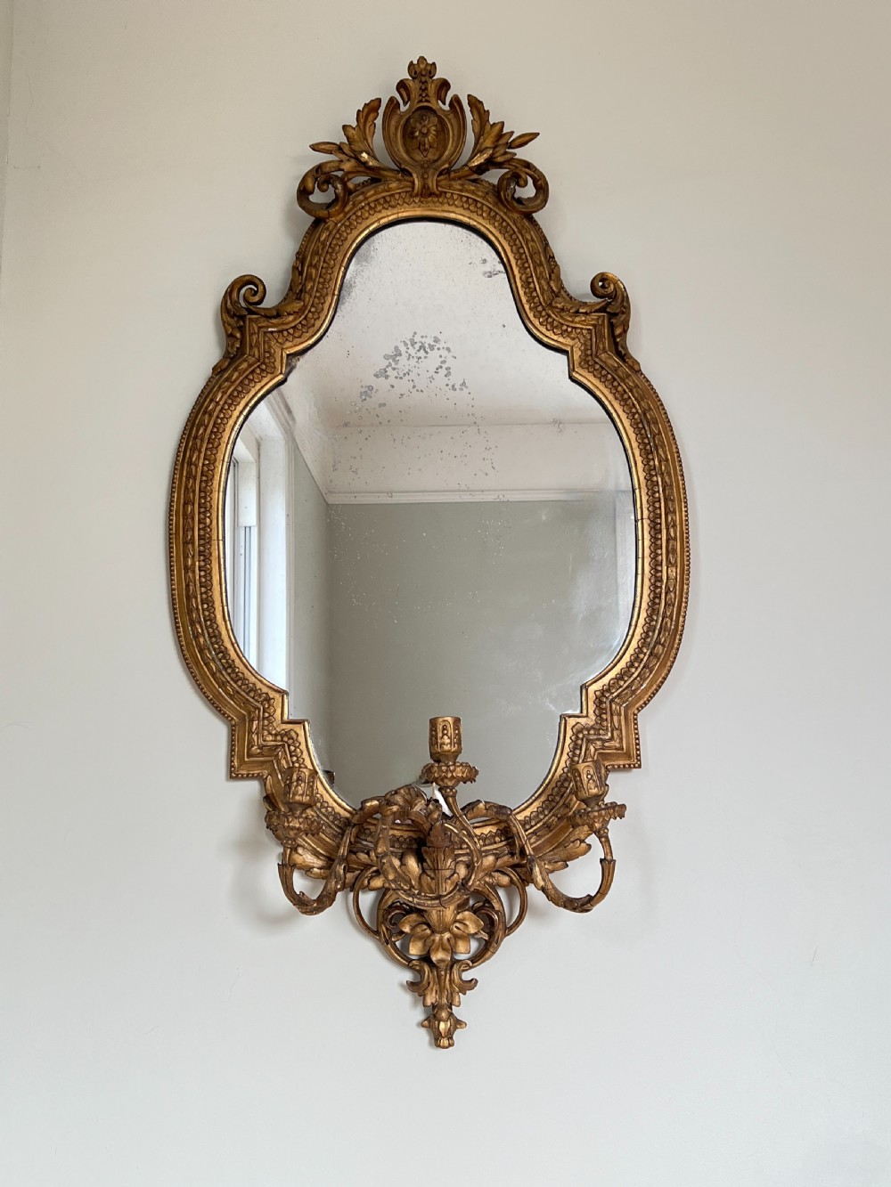 A Large Victorian Giltwood & Gesso Girandole Mirror By Charles Nosotti