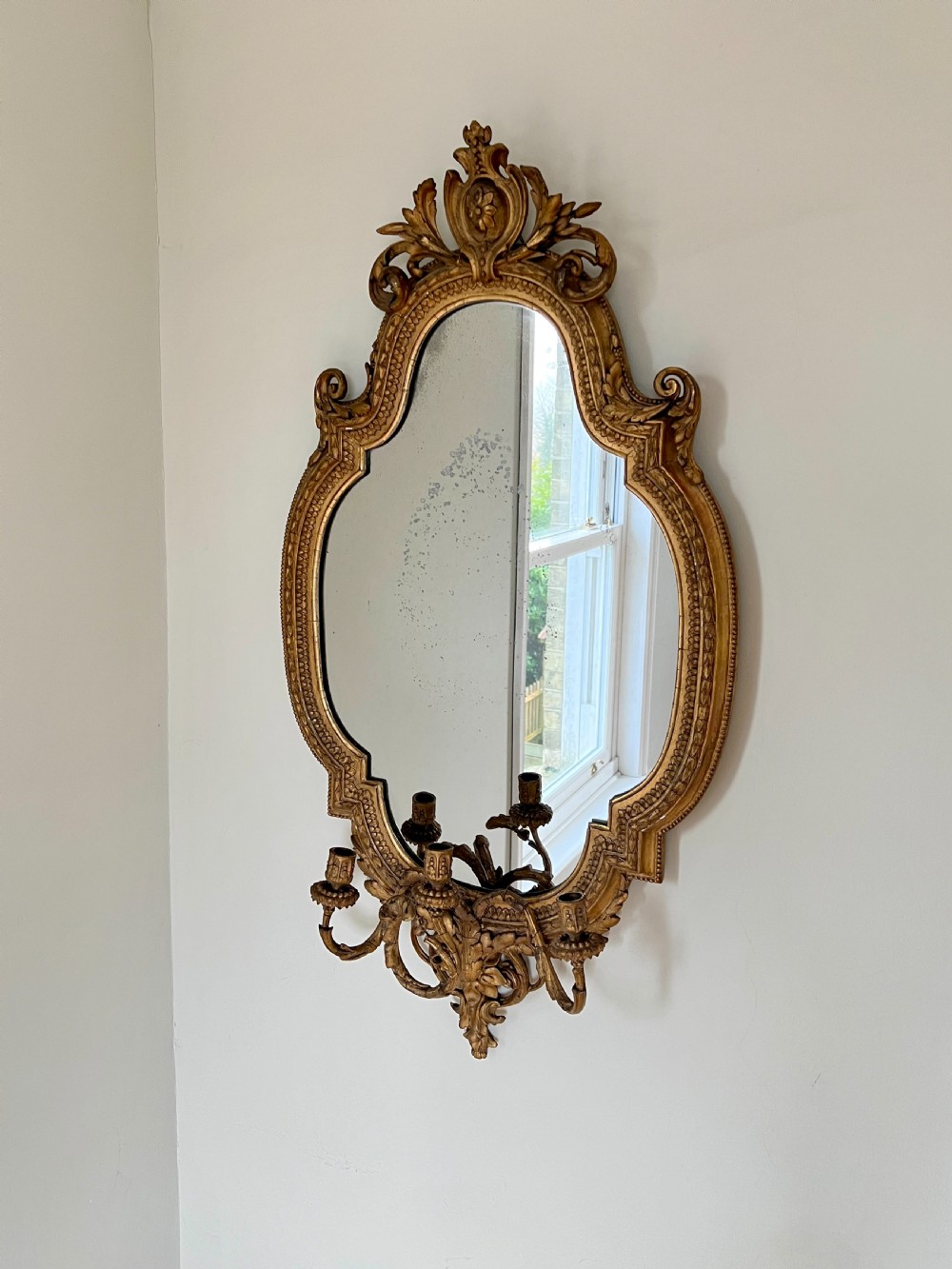 A Large Victorian Giltwood & Gesso Girandole Mirror By Charles Nosotti View III