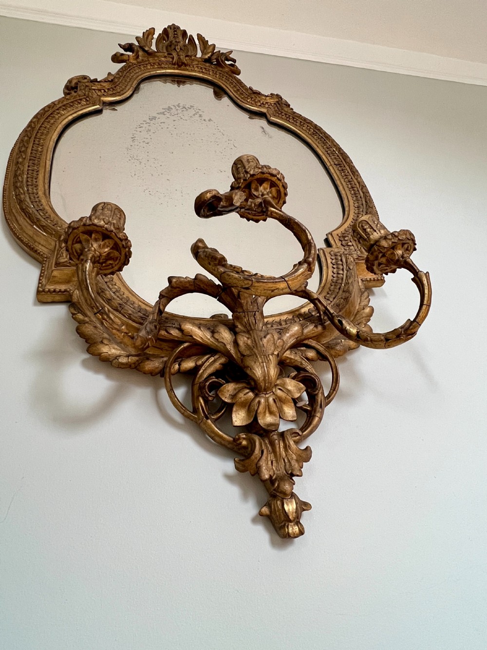 A Large Victorian Giltwood & Gesso Girandole Mirror By Charles Nosotti View IV