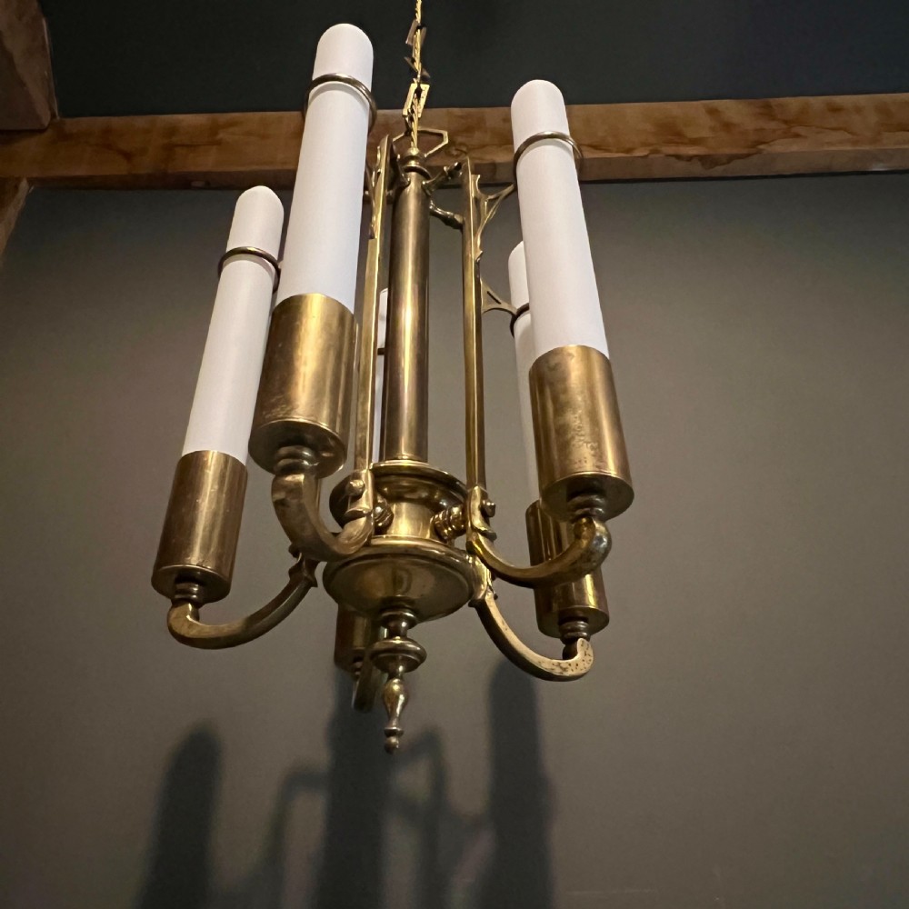Art Deco Brass Five Arm Chandelier View III