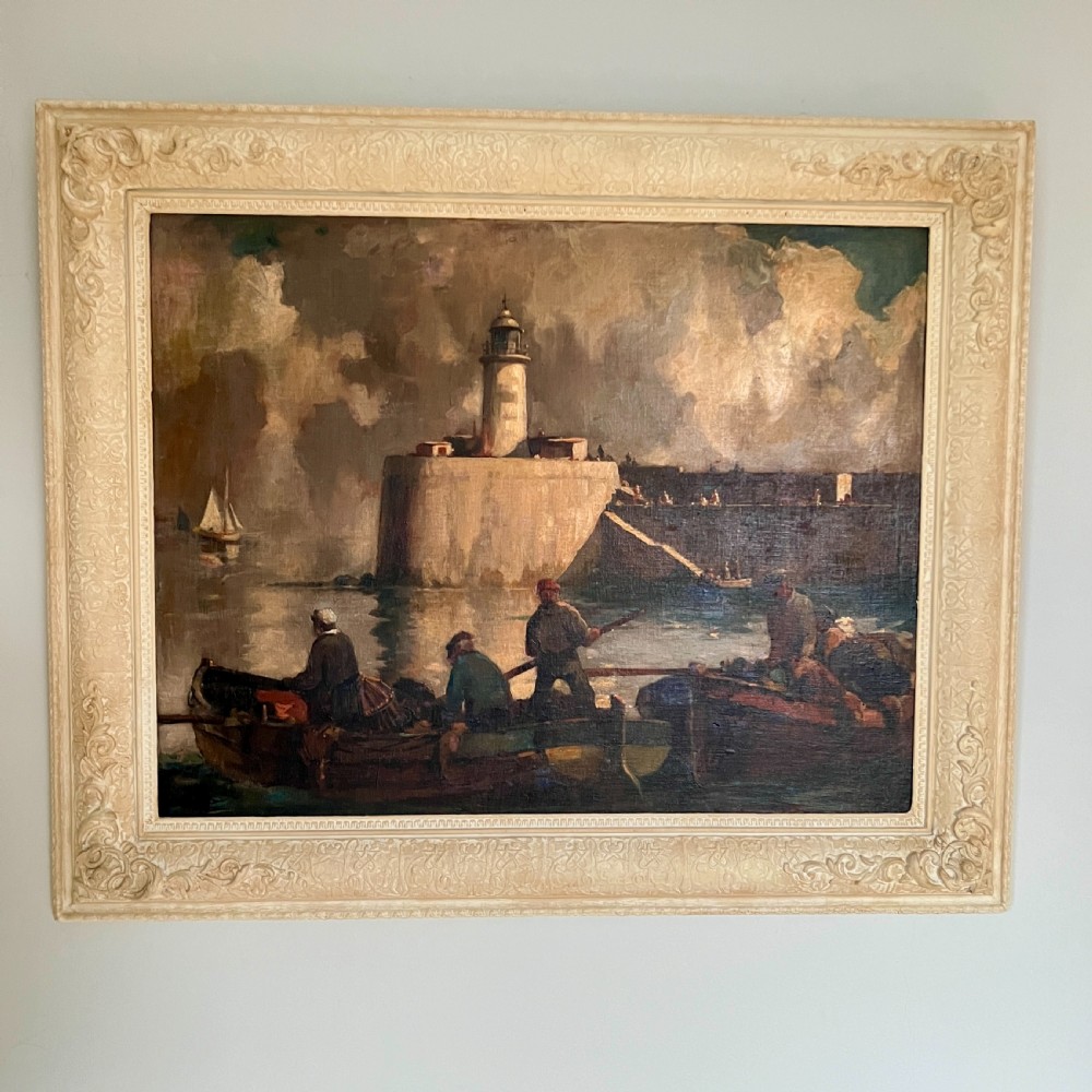 The Lighthouse, Newhaven Oil Painting by William Hyams (1878-1952) View II