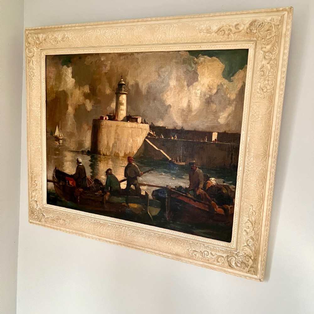 The Lighthouse, Newhaven Oil Painting by William Hyams (1878-1952) View III