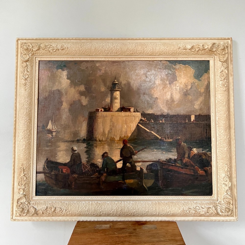The Lighthouse, Newhaven Oil Painting by William Hyams (1878-1952) View V