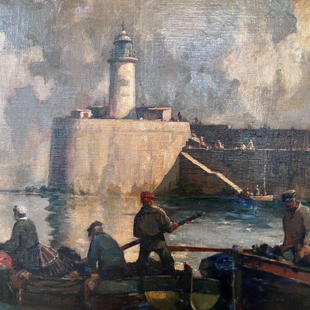 The Lighthouse, Newhaven Oil Painting by William Hyams (1878-1952) View VI