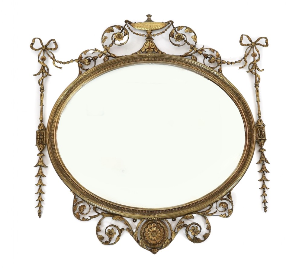 Giltwood And Gesso Adam Revival Wall Mirror Circa 1900