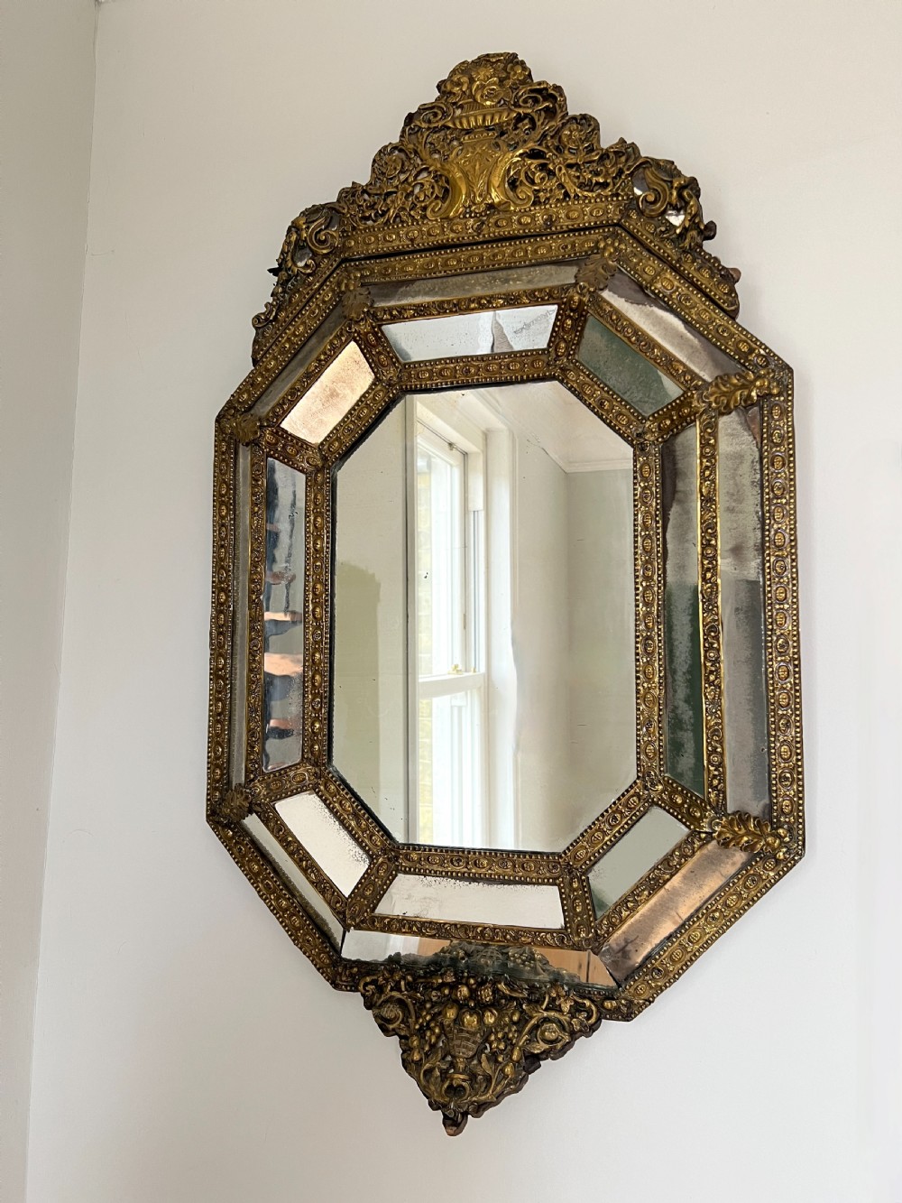 A C19th Continental Repousse Marginal Wall Mirror