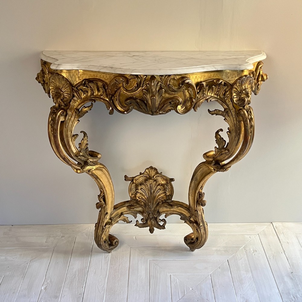 C19th Rococo Giltwood And Marble Console Table