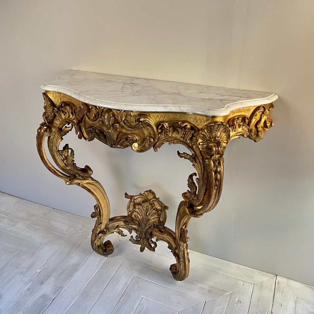 C19th Rococo Giltwood And Marble Console Table View II