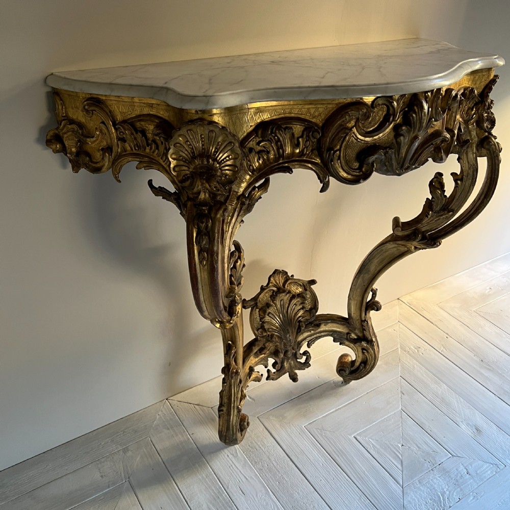 C19th Rococo Giltwood And Marble Console Table View III