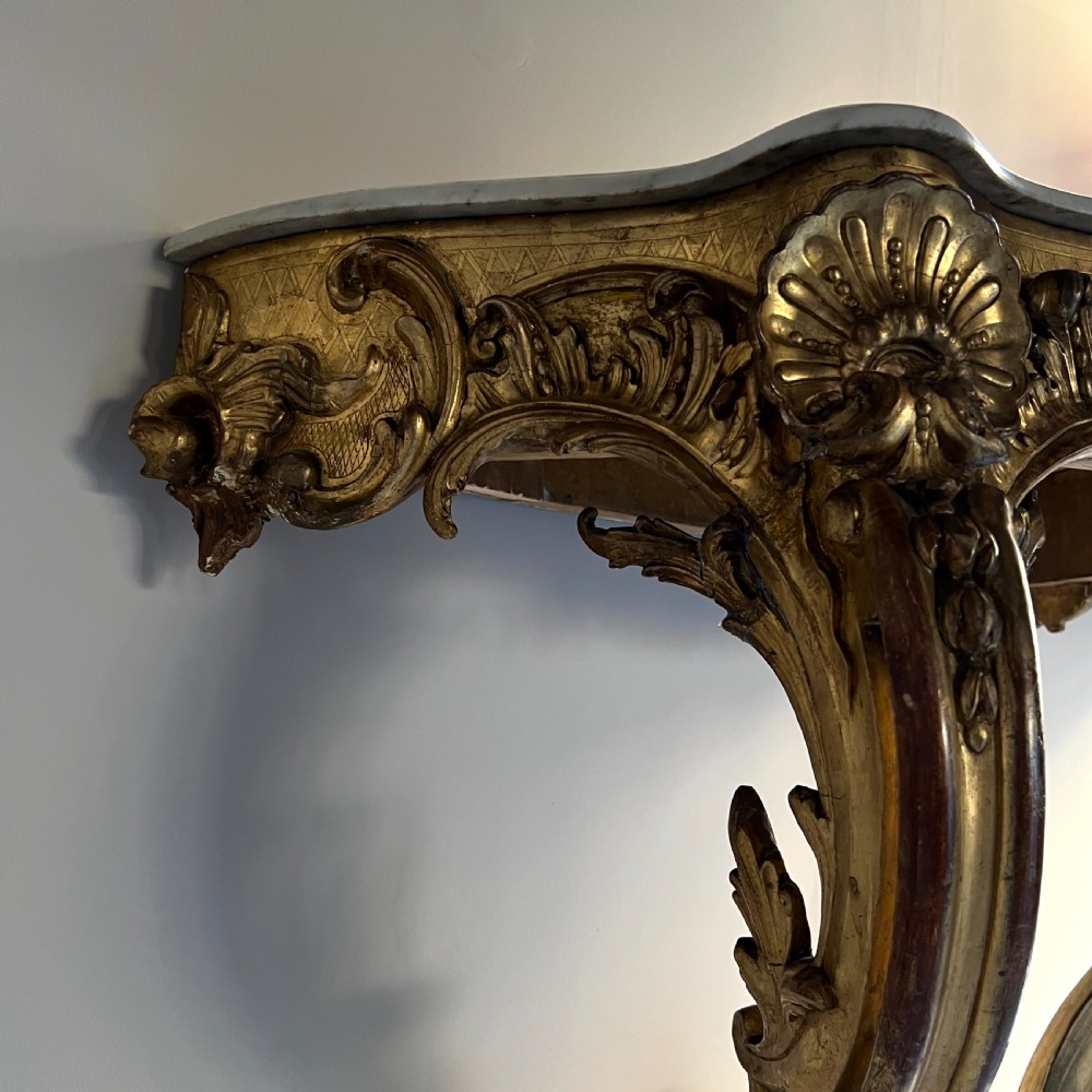 C19th Rococo Giltwood And Marble Console Table View IV