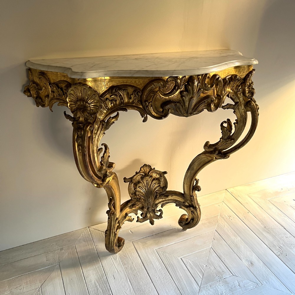 C19th Rococo Giltwood And Marble Console Table View VII